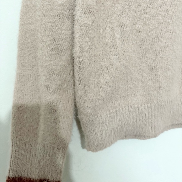 Bohme Womens Small Fuzzy Sweater Pale Pink Mock Neck Long Sleeve - Picture 4 of 4